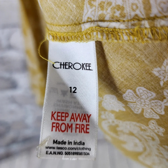 Vintage Sears Cherokee Paisley Cotton A Line Skirt Midi Goldenrod Yellow Size 12 - Picture 3 of 14